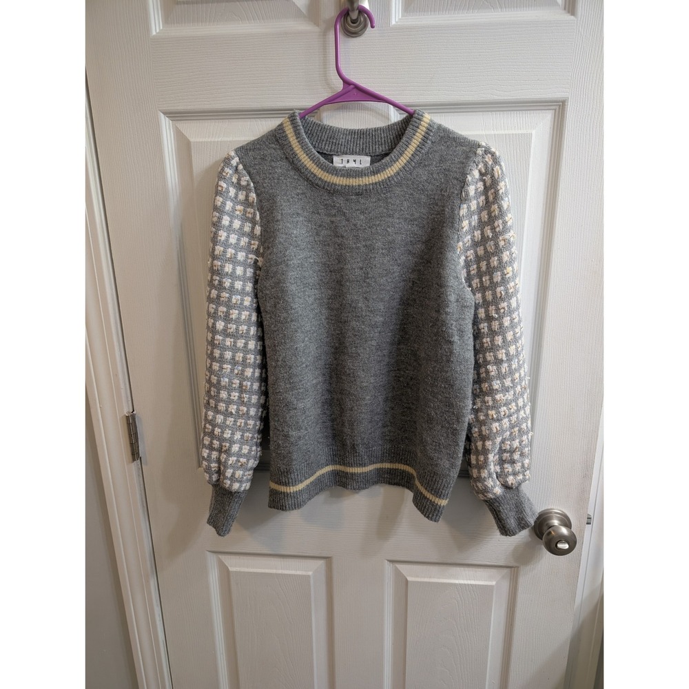 THML Anthropologie Gray Textured‎ Sleeve Sweater Mock Neck Women's - Size S